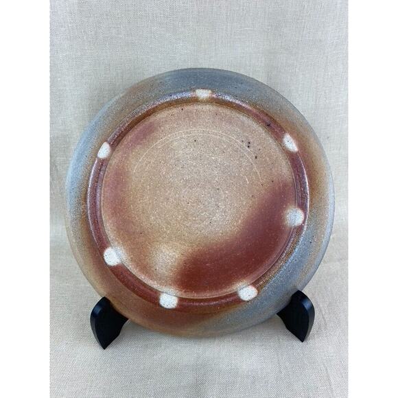 Hand Painted Hand Turned Ceramic Glazed Bowl Stamped 10 in - Picture 5 of 7